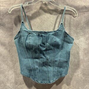 Imily Bela Denim Corset Crop Top